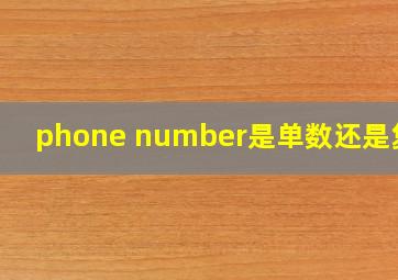 phone number是单数还是复数